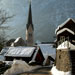 View to the Protestant church in winter